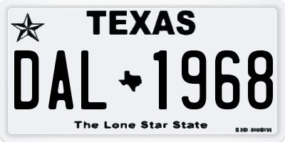 TX license plate DAL1968