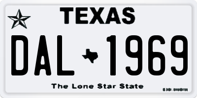 TX license plate DAL1969