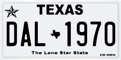 TX license plate DAL1970