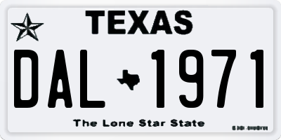 TX license plate DAL1971