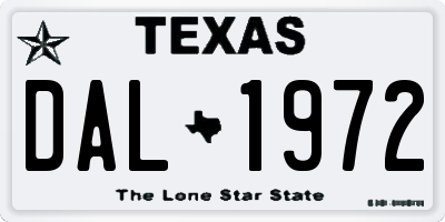TX license plate DAL1972