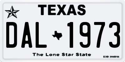 TX license plate DAL1973