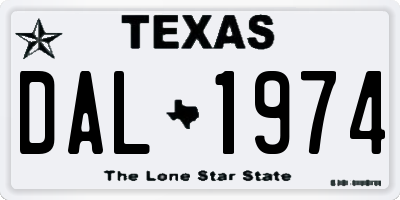 TX license plate DAL1974