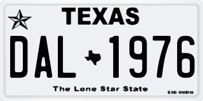 TX license plate DAL1976