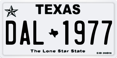 TX license plate DAL1977