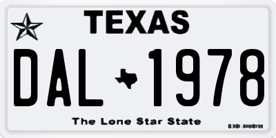 TX license plate DAL1978