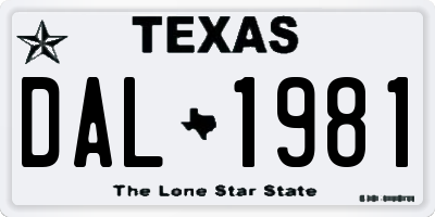 TX license plate DAL1981