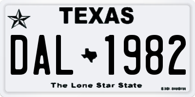TX license plate DAL1982