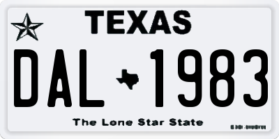 TX license plate DAL1983
