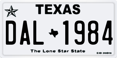 TX license plate DAL1984
