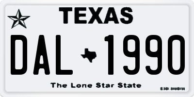 TX license plate DAL1990