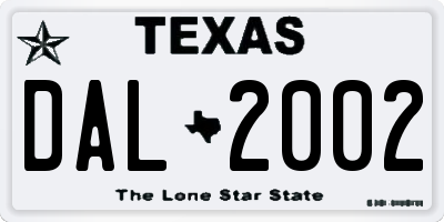 TX license plate DAL2002