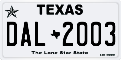 TX license plate DAL2003