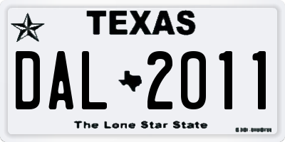 TX license plate DAL2011