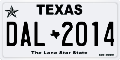 TX license plate DAL2014