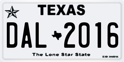 TX license plate DAL2016