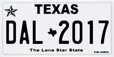TX license plate DAL2017