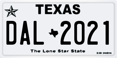 TX license plate DAL2021