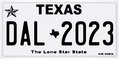 TX license plate DAL2023