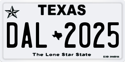 TX license plate DAL2025