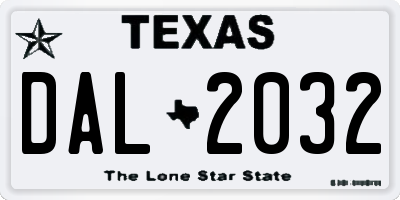 TX license plate DAL2032