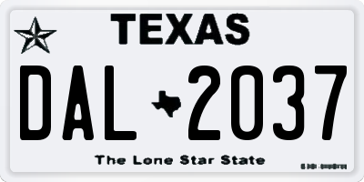 TX license plate DAL2037