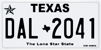 TX license plate DAL2041
