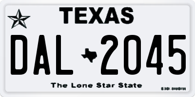 TX license plate DAL2045
