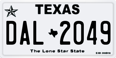 TX license plate DAL2049