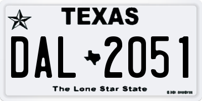 TX license plate DAL2051