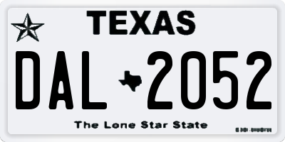 TX license plate DAL2052