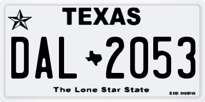 TX license plate DAL2053