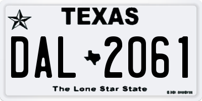 TX license plate DAL2061