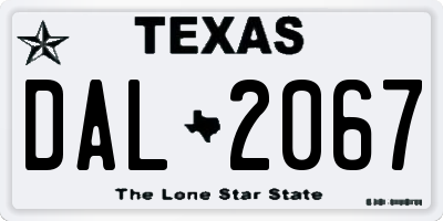 TX license plate DAL2067
