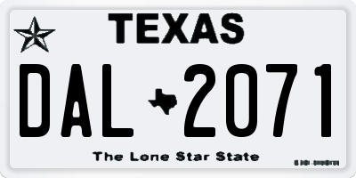 TX license plate DAL2071