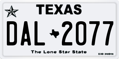 TX license plate DAL2077