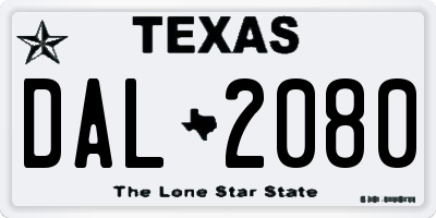 TX license plate DAL2080