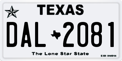 TX license plate DAL2081