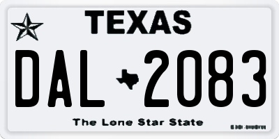 TX license plate DAL2083