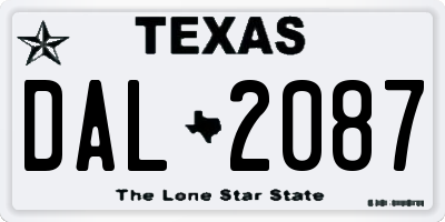 TX license plate DAL2087