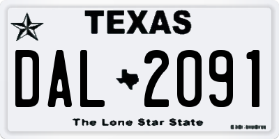 TX license plate DAL2091