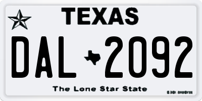 TX license plate DAL2092