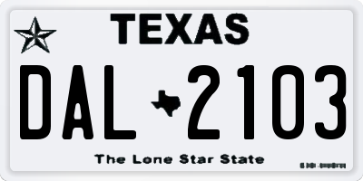 TX license plate DAL2103