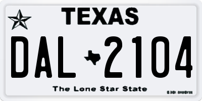 TX license plate DAL2104