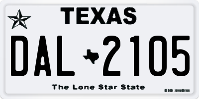 TX license plate DAL2105