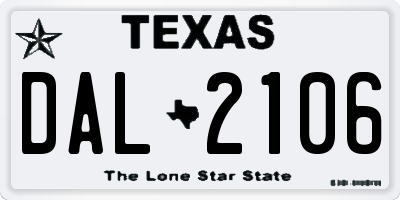 TX license plate DAL2106