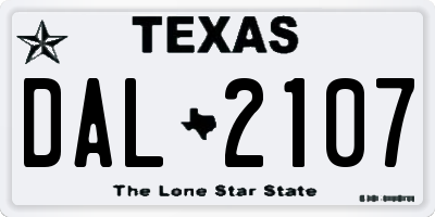TX license plate DAL2107