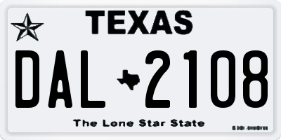 TX license plate DAL2108