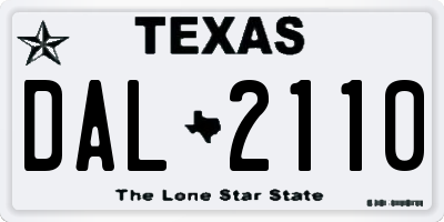 TX license plate DAL2110