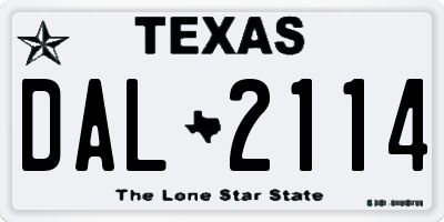 TX license plate DAL2114
